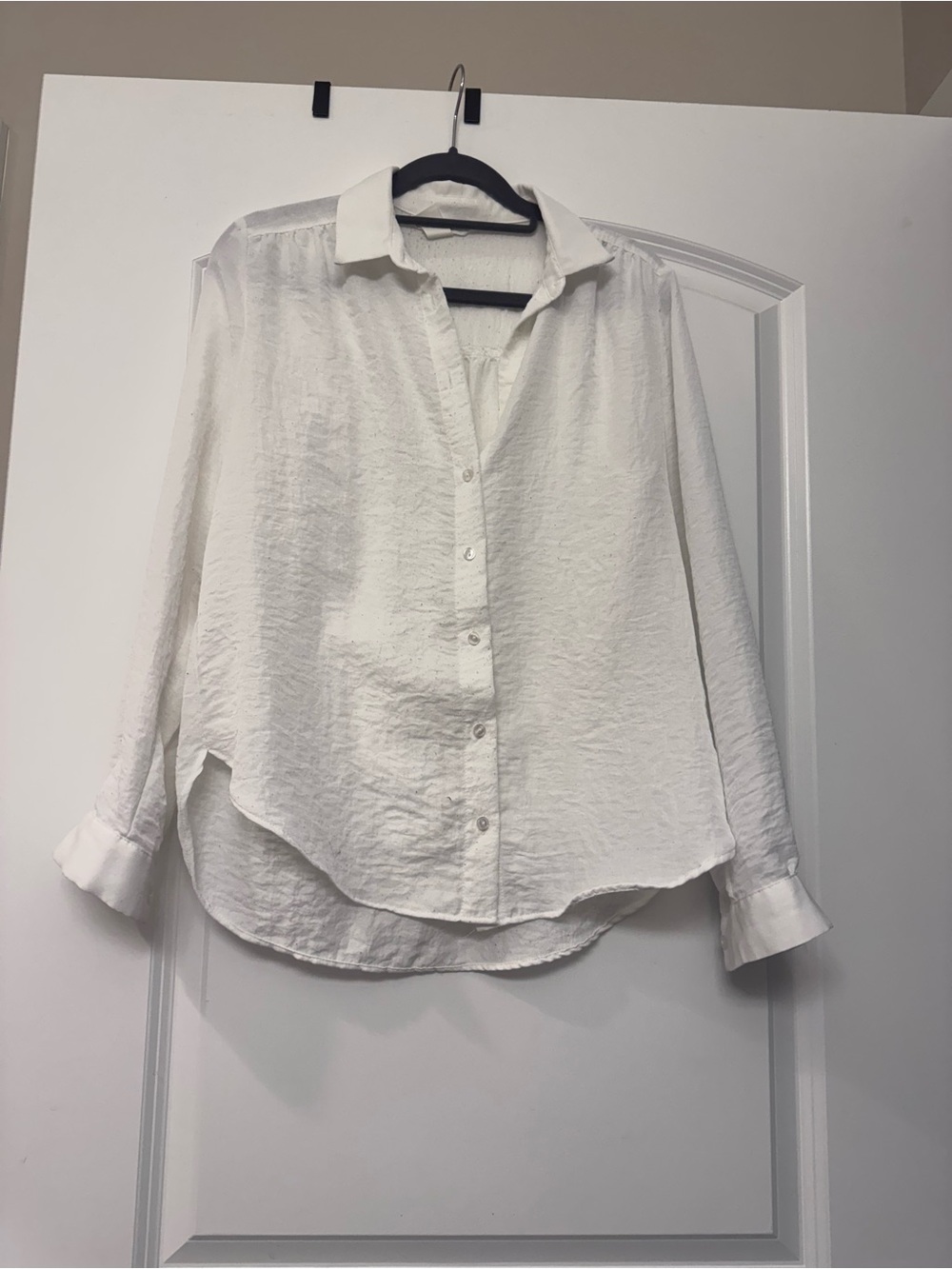 H&M White Textured Button-Down Shirt - Women